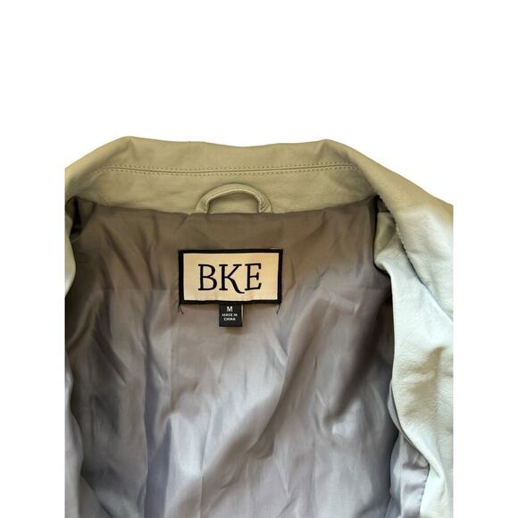 BKE Asymmetrical Zip Front Faux‎ Leather Jacket - Light Gray - Zipper Sleeve - M - Picture 11 of 15